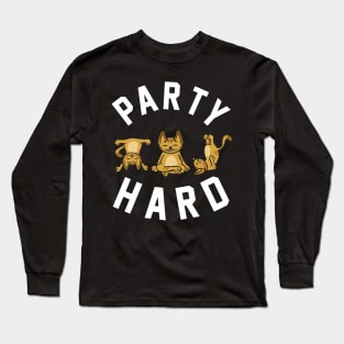 Party Hard Funny Cats Doing Yoga Long Sleeve T-Shirt